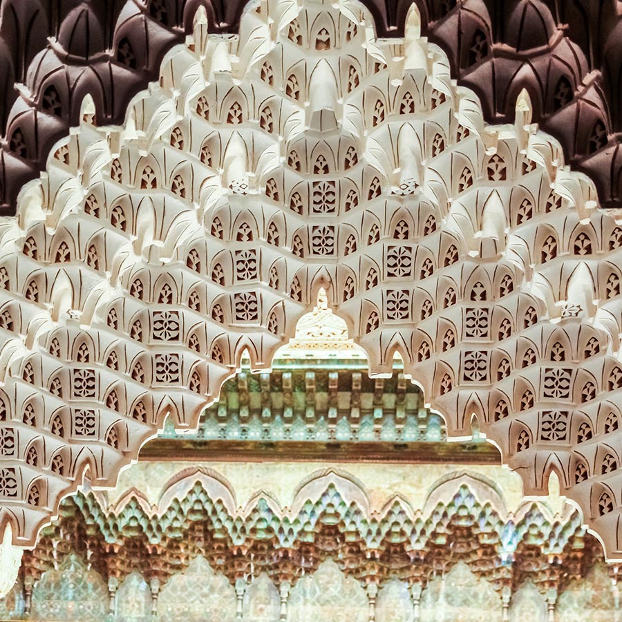 Stunning artwork inside the Telouet Kasbah, Morocco