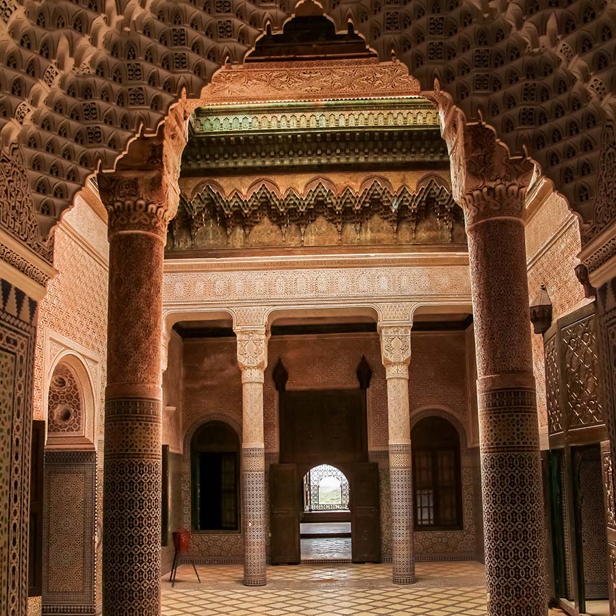 Interior of the old Telouet kasbah – former palatia residence of Glaoui tribe